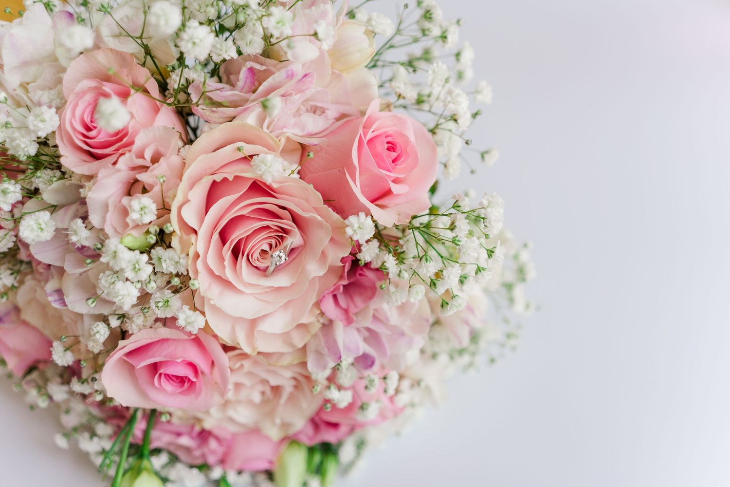 Pink roses pastel colour spring wedding hampshire cliff top