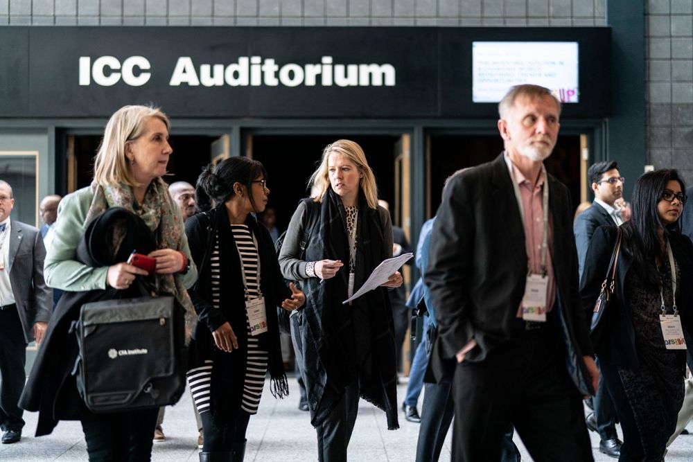 Delegates arrive at the ICC Auditorium at ExCel