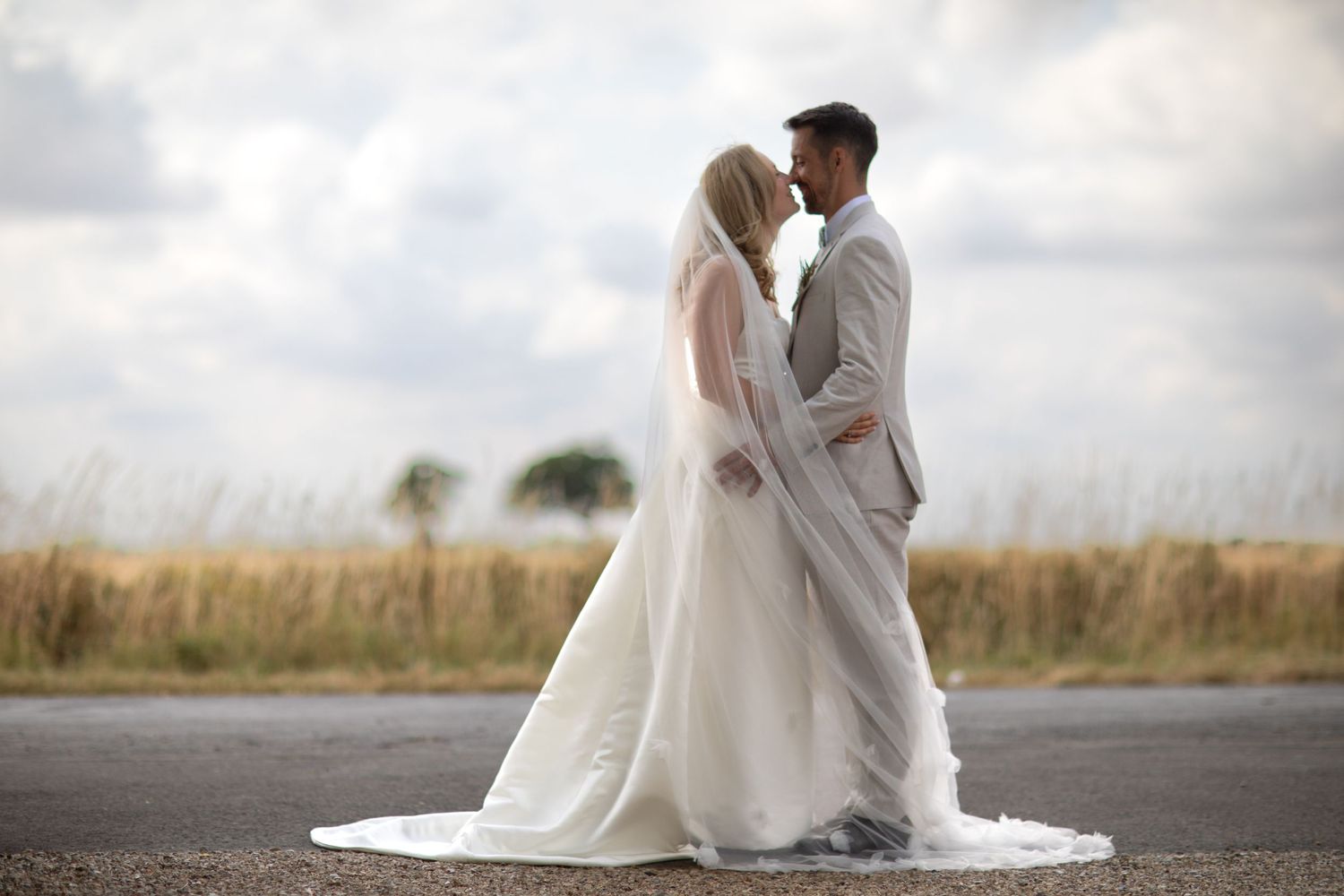 Couple on their wedding day at the compasses at patiswick wedding venue