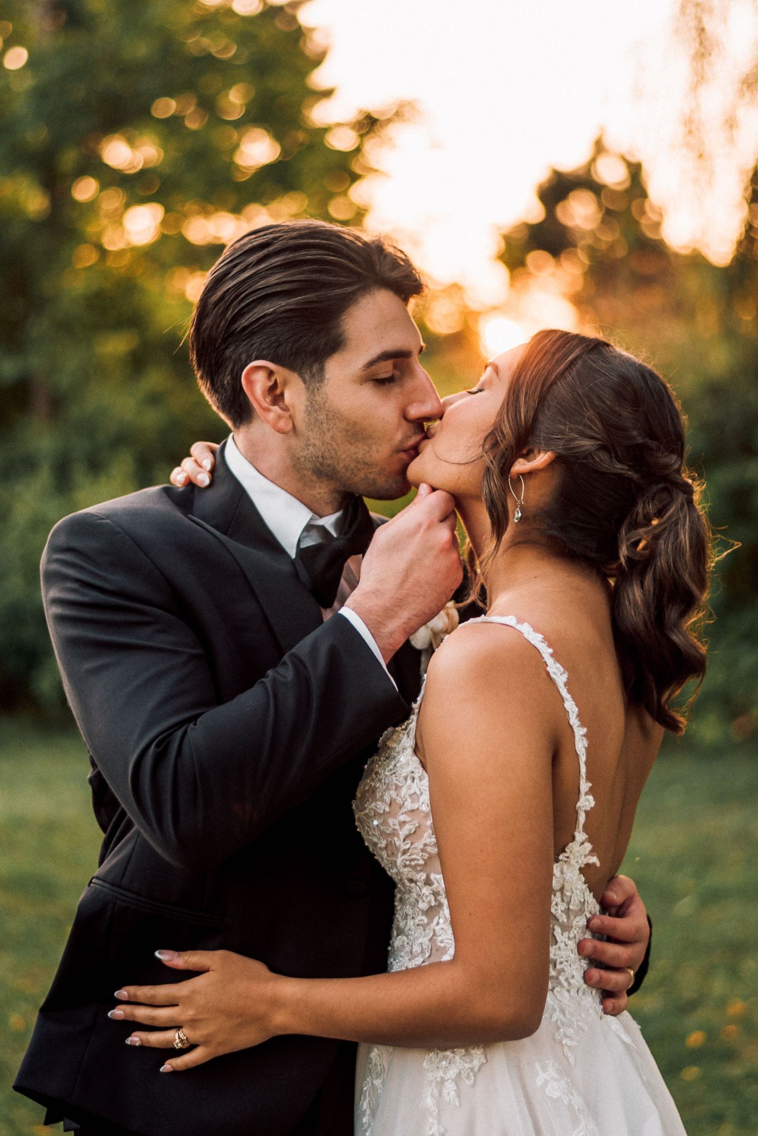 Aberfoyle Mill Wedding reception and couple portraits at sunset.