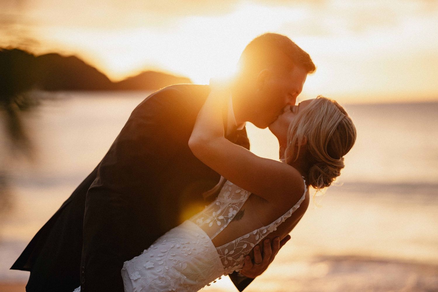 Breathtaking sunset wedding ceremony on the sandy beaches of Costa Rica