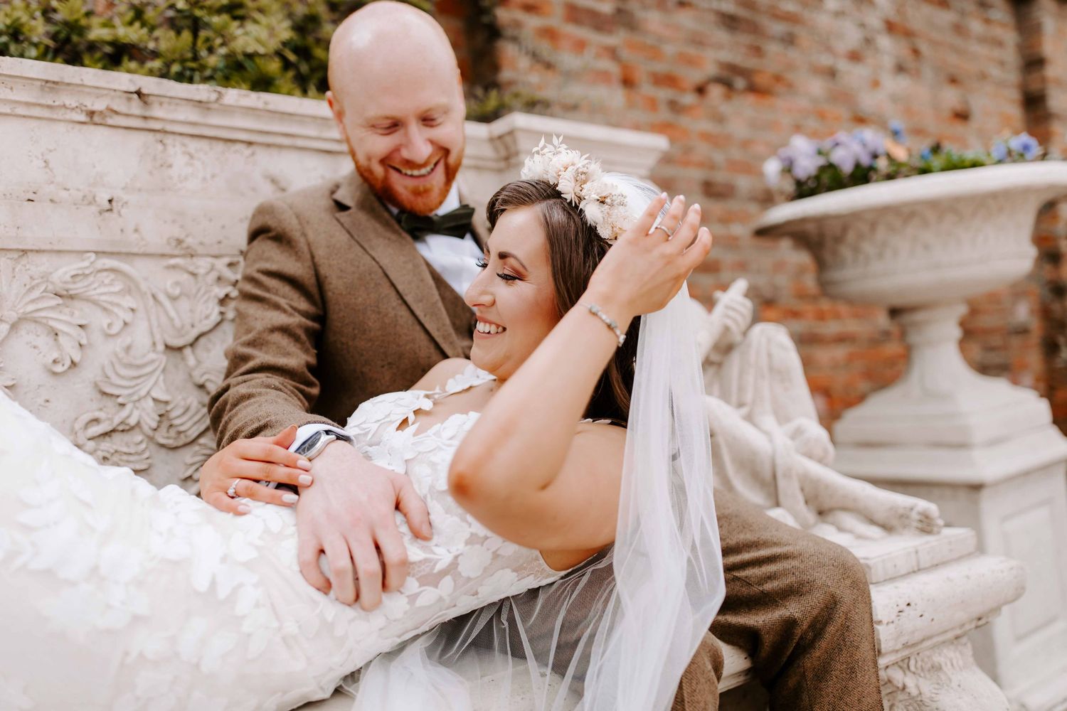 Bowburn Hall wedding in durham in stunning wall garden