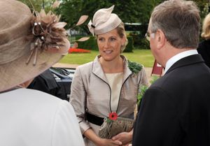 The Countess of Wessex meets officials at Royal Chelsea Hospital on Founders Day.