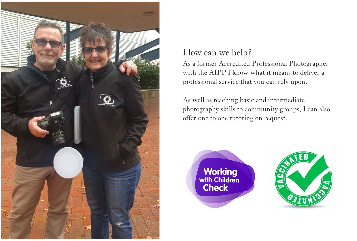 vaccinated working with children check photographer Roleystone Armadale Perth Western Australia