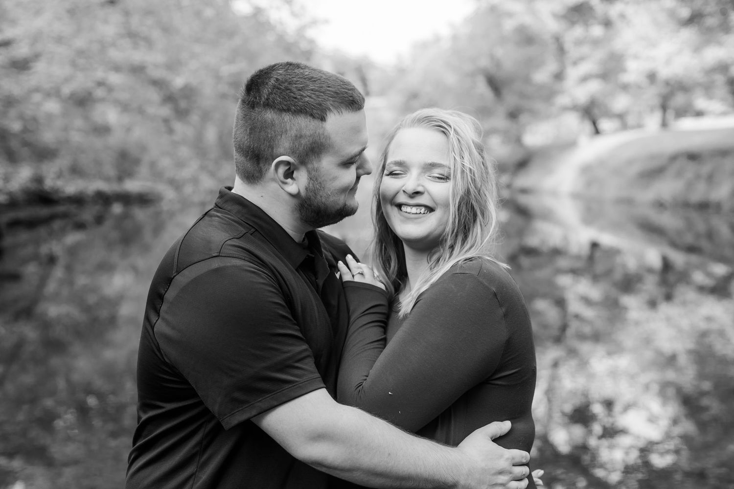 A collection of tender moments photographed against a natural outdoor backdrop.