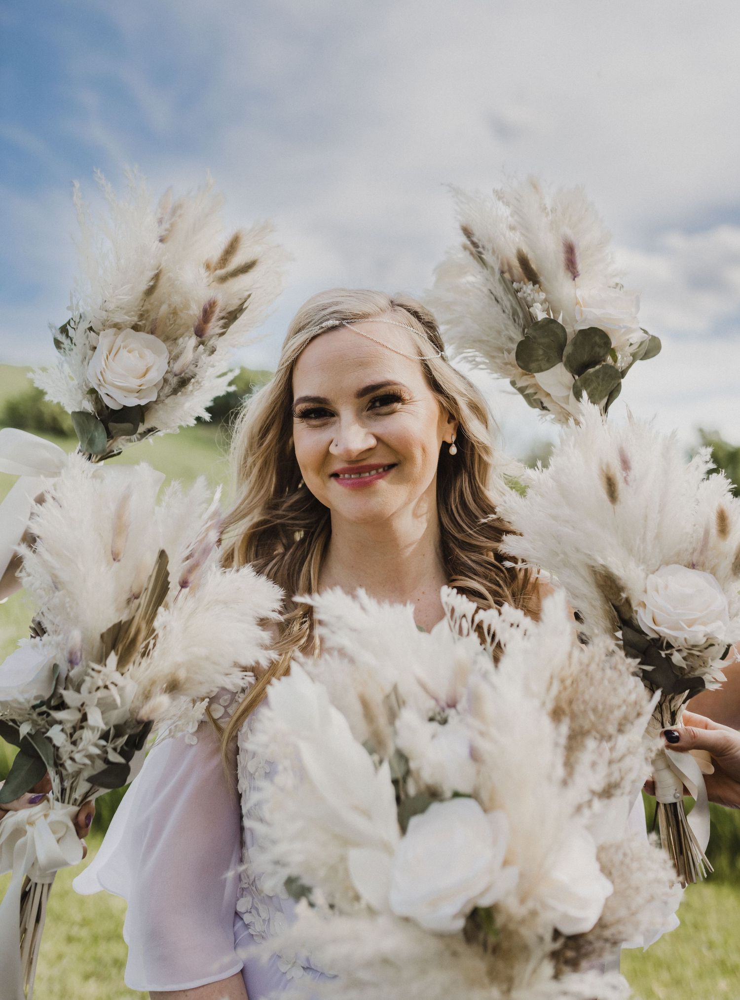 Spring floral inspiration for bride and bridal party bouquets. Wedding at Polmenna Barn, Campbellford, Ontario