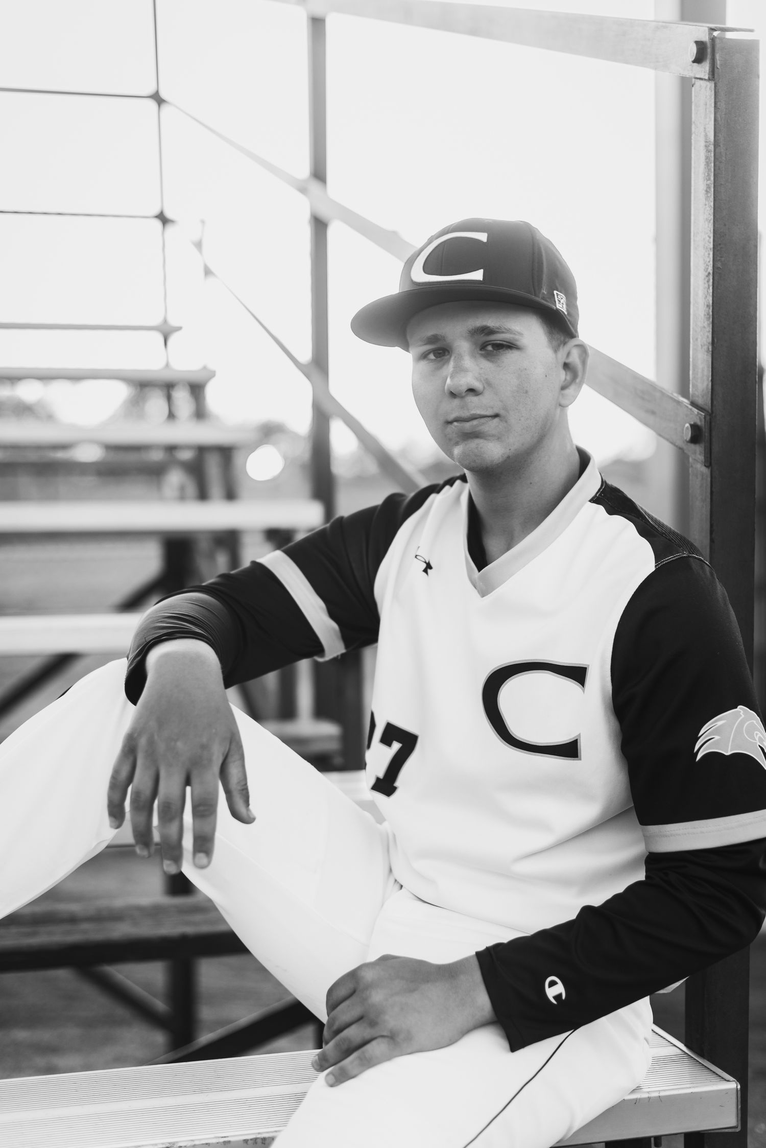 Campus Haysville high school senior pictures at baseball field - Derby, Wichita, KS photographer