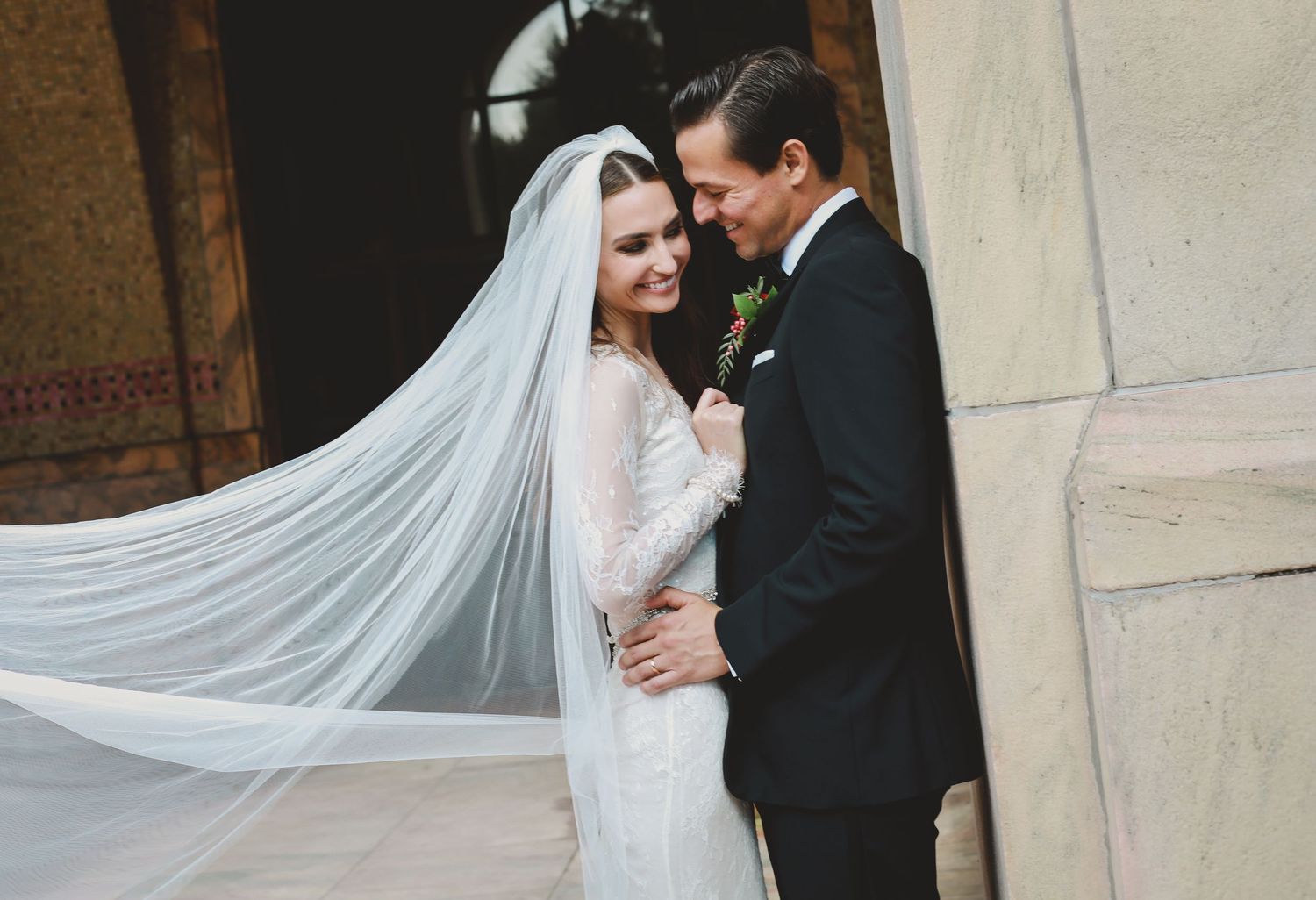 Bride and Groom outside Asheville NC courthouse