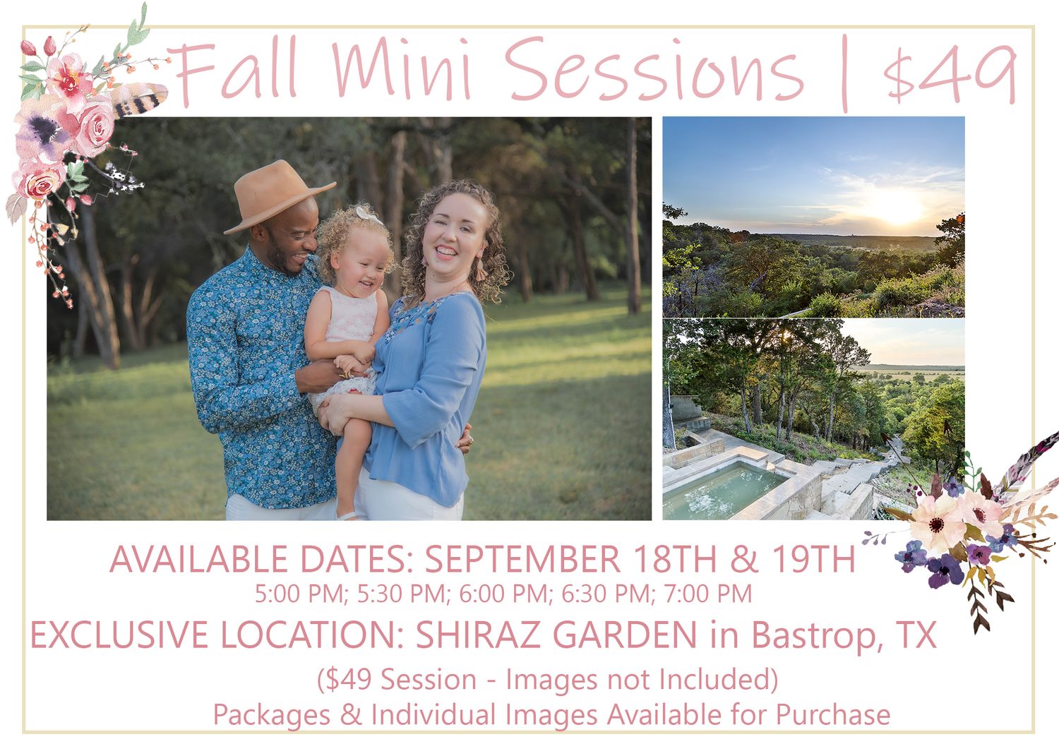 Fall Mini Sessions in Bastrop, Texas at Shiraz Garden