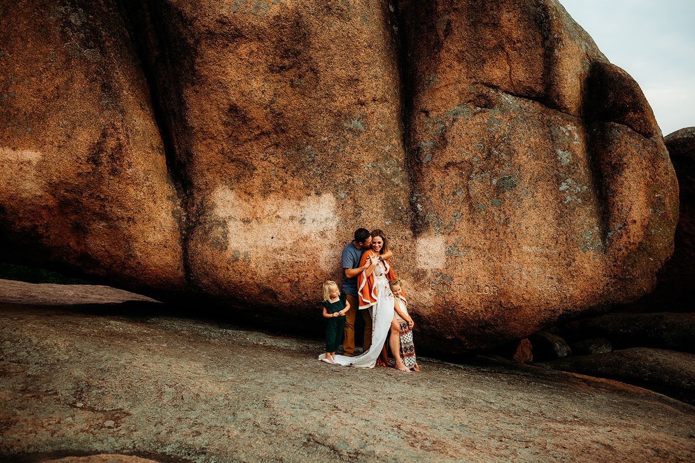 Boho family session captured at Elephant Rocks State Park