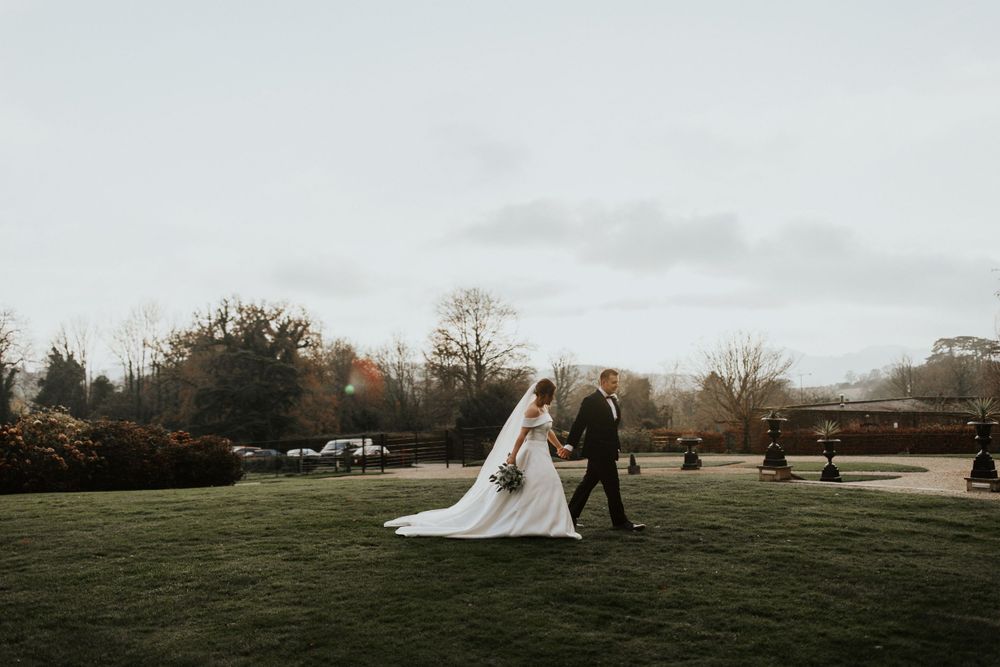 Crowcombe Court Wedding Photography in Somerset | Bride and groom wedding portraits