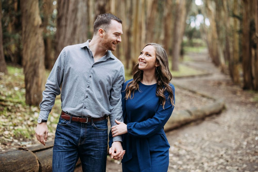 Lovers' Lane engagement portraits on an overcast morning.