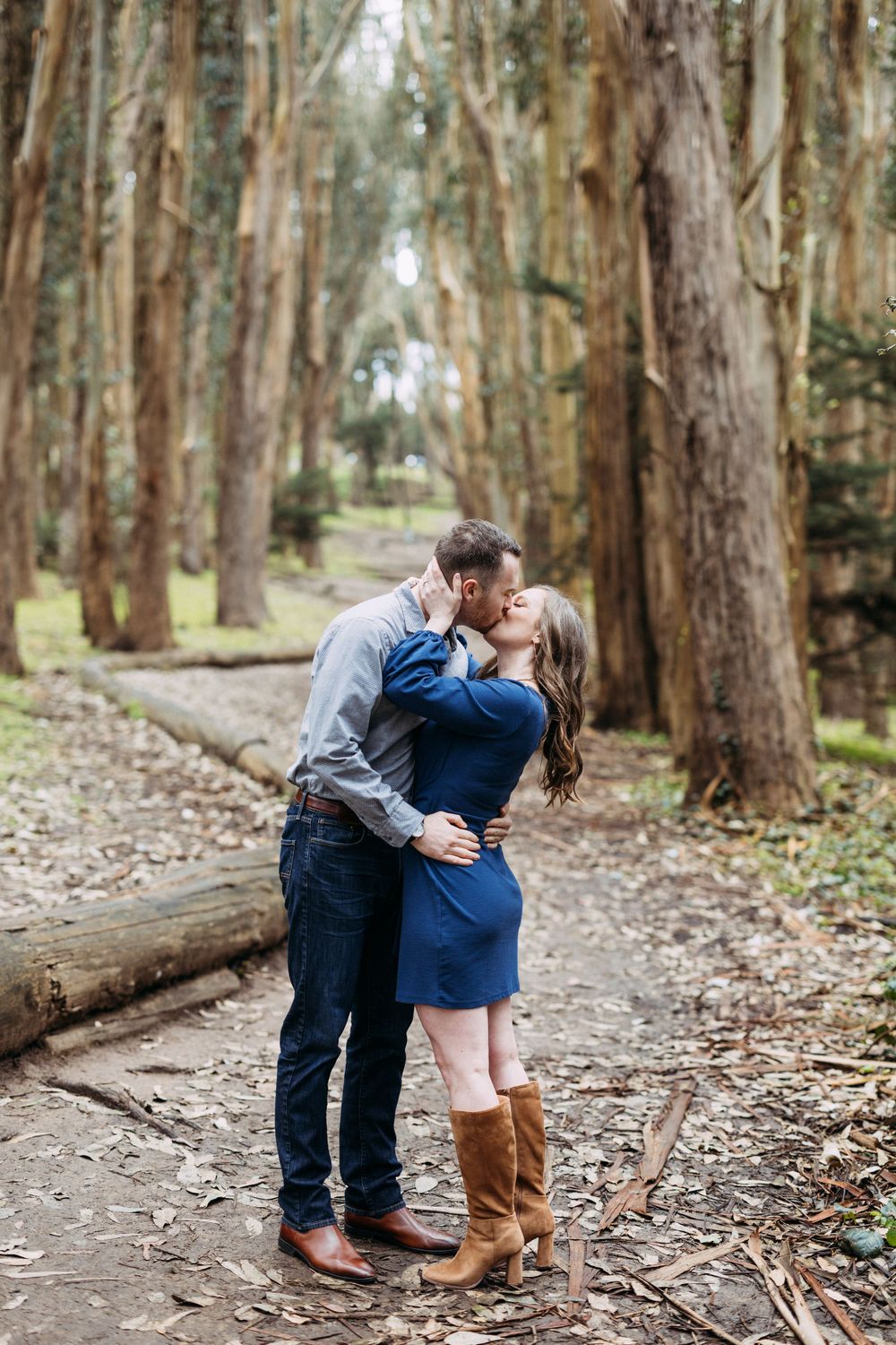 Lovers' Lane engagement portraits on an overcast morning.