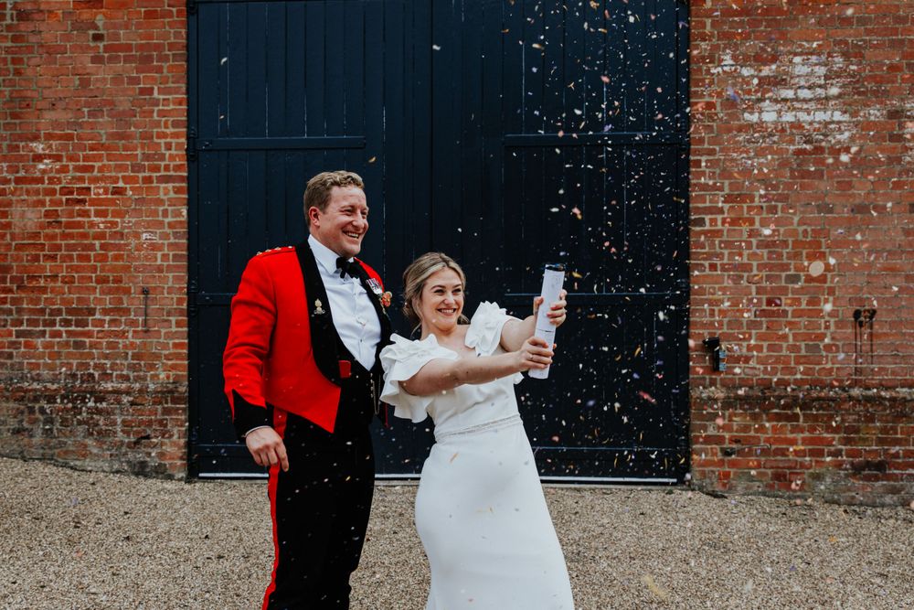 confetti pop, bury court barn wedding portraits