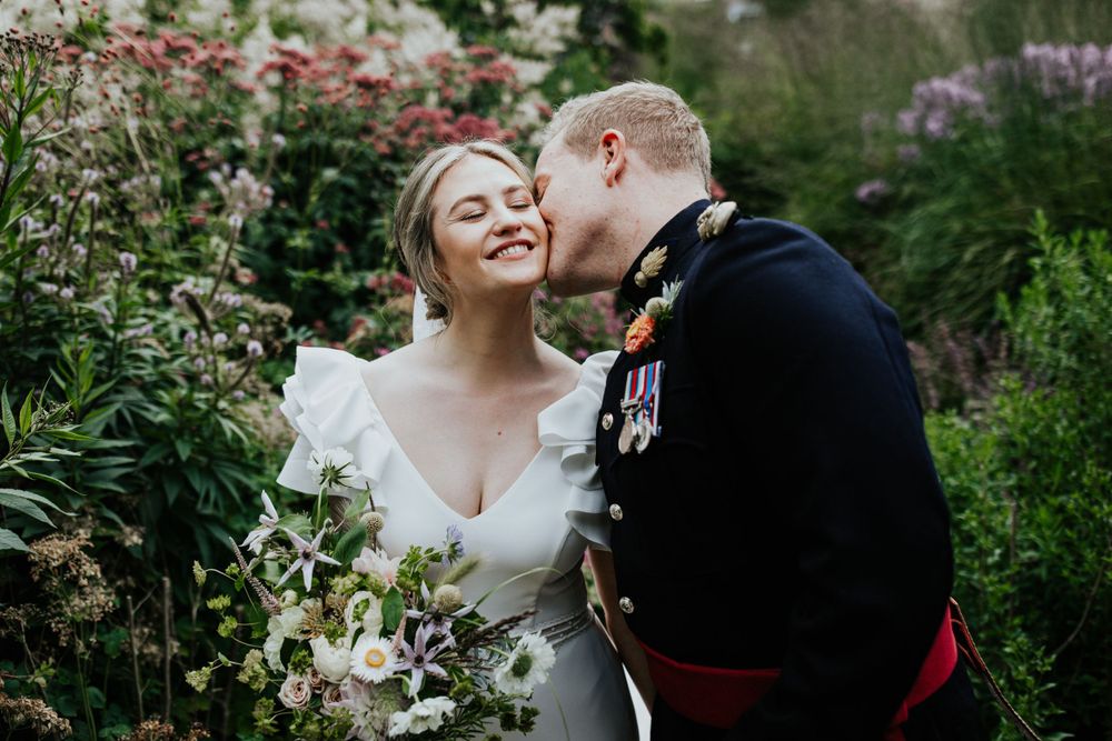 bury court barn wedding , bride and groom portraits