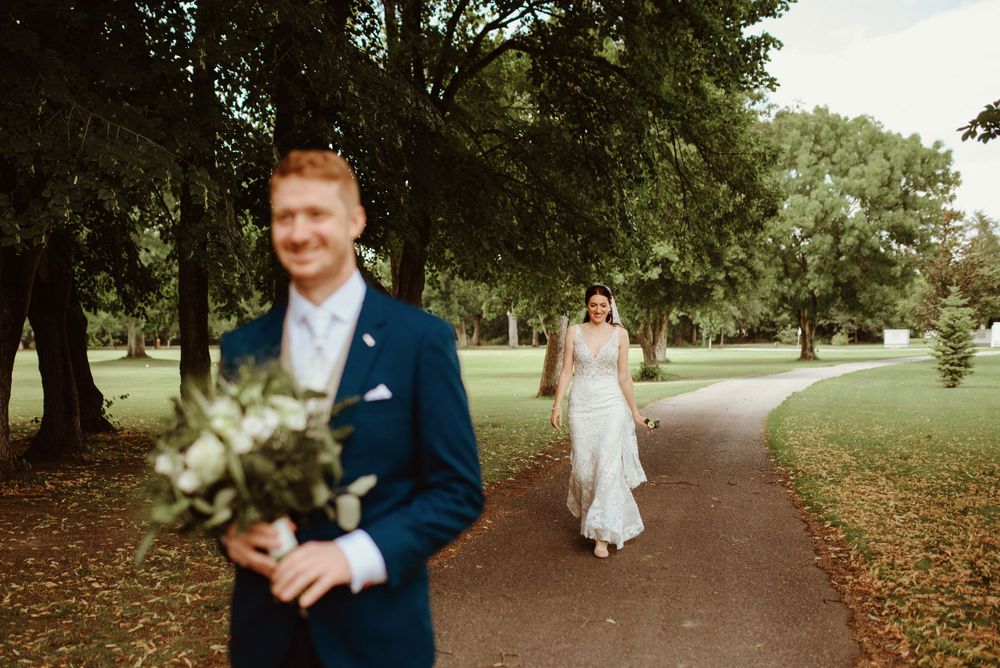 first look before ceremony bride