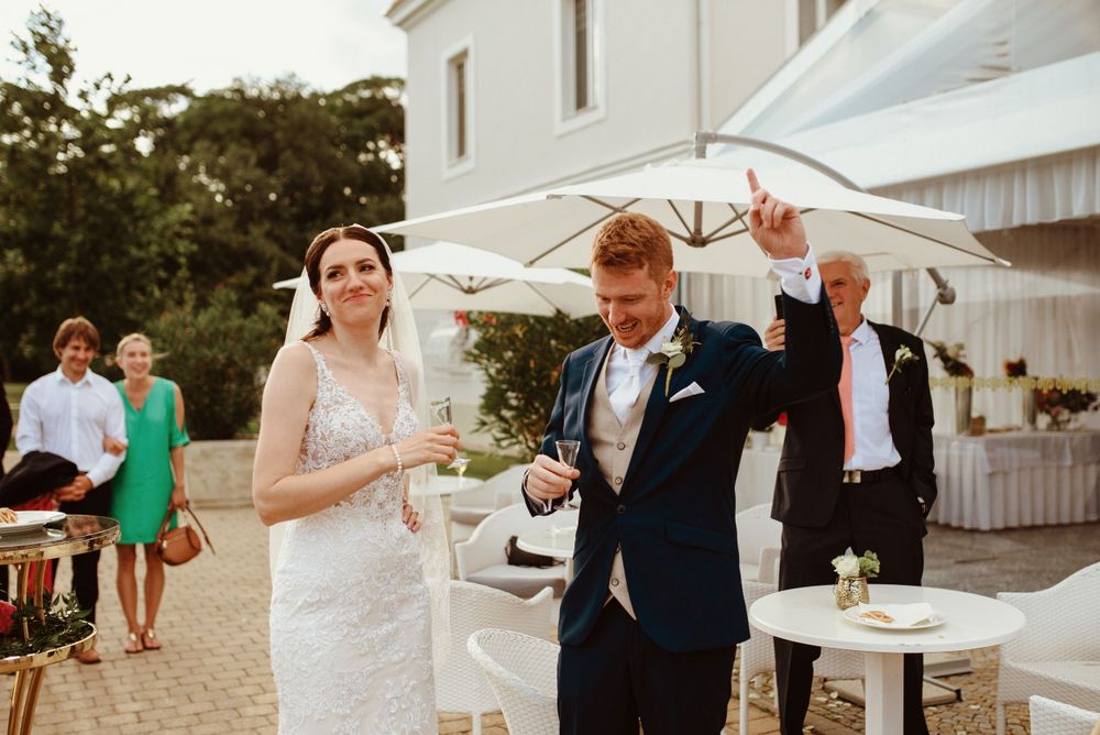 bride and groom before reception