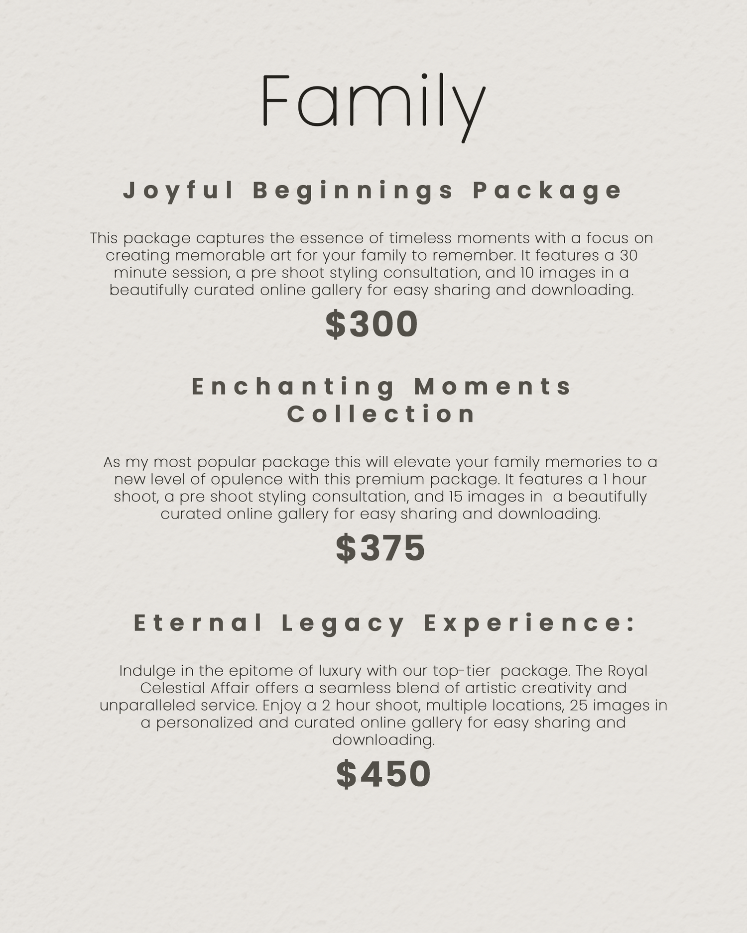 sun valley family photographer pricing