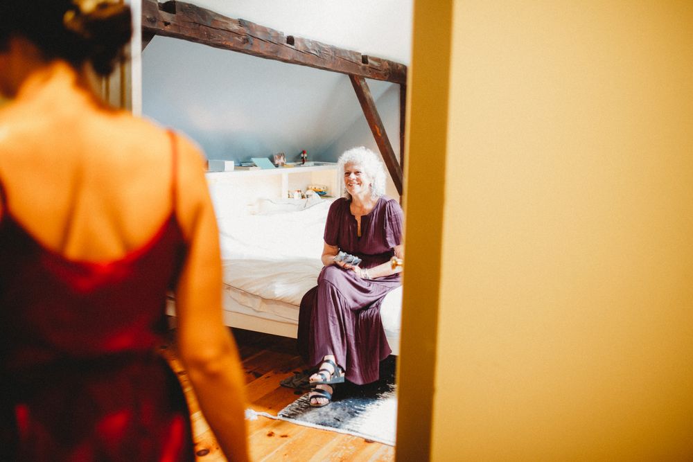 Mom and daughter at wedding prep