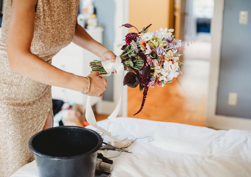 florals getting ready for wedding