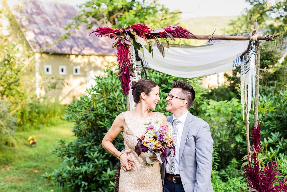 Just married intimate wedding