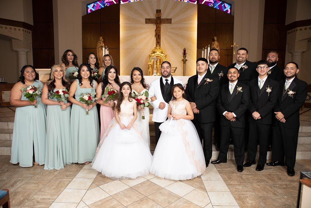 Wedding groomsmen and bridesmaids