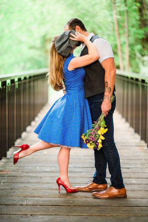 Kathryn Albertsons Park Couples Photo Session. Boise Portrait and Wedding Photographer. Jerry Moyer Photography, Whimsical Engagement Photos