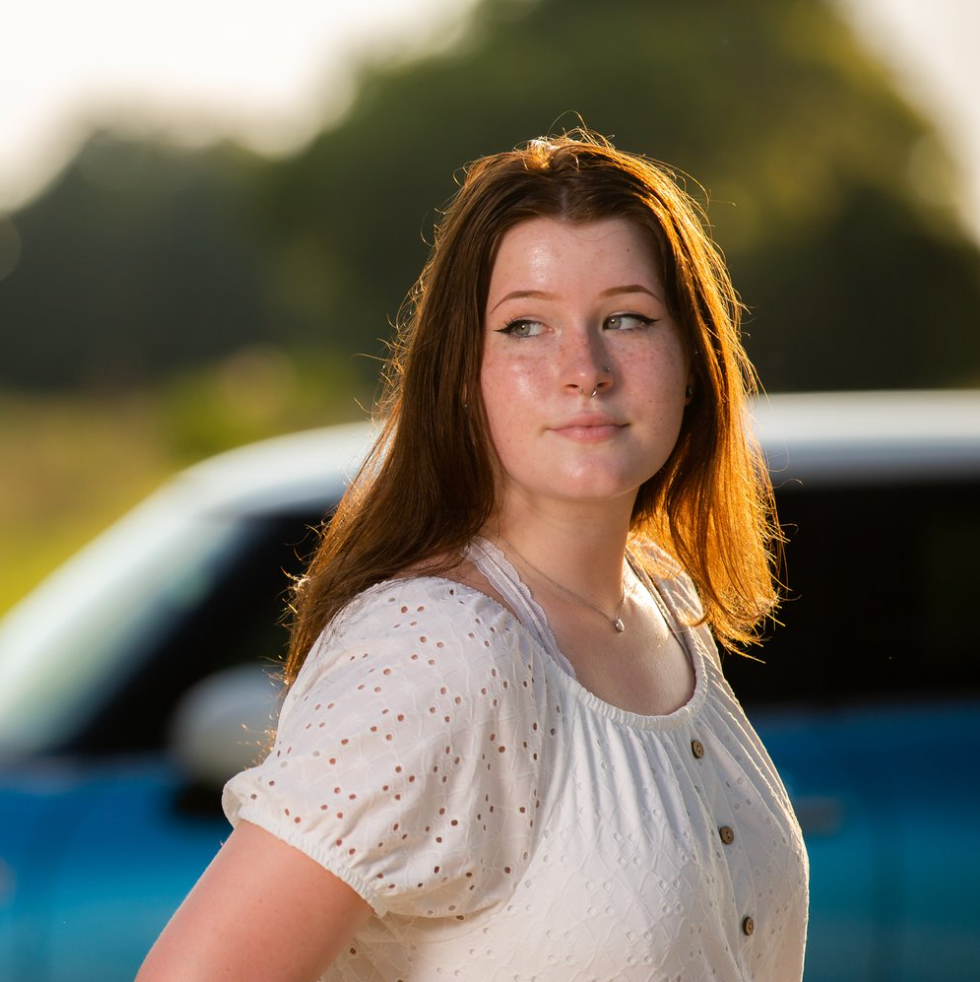 Vintage car senior portrait
