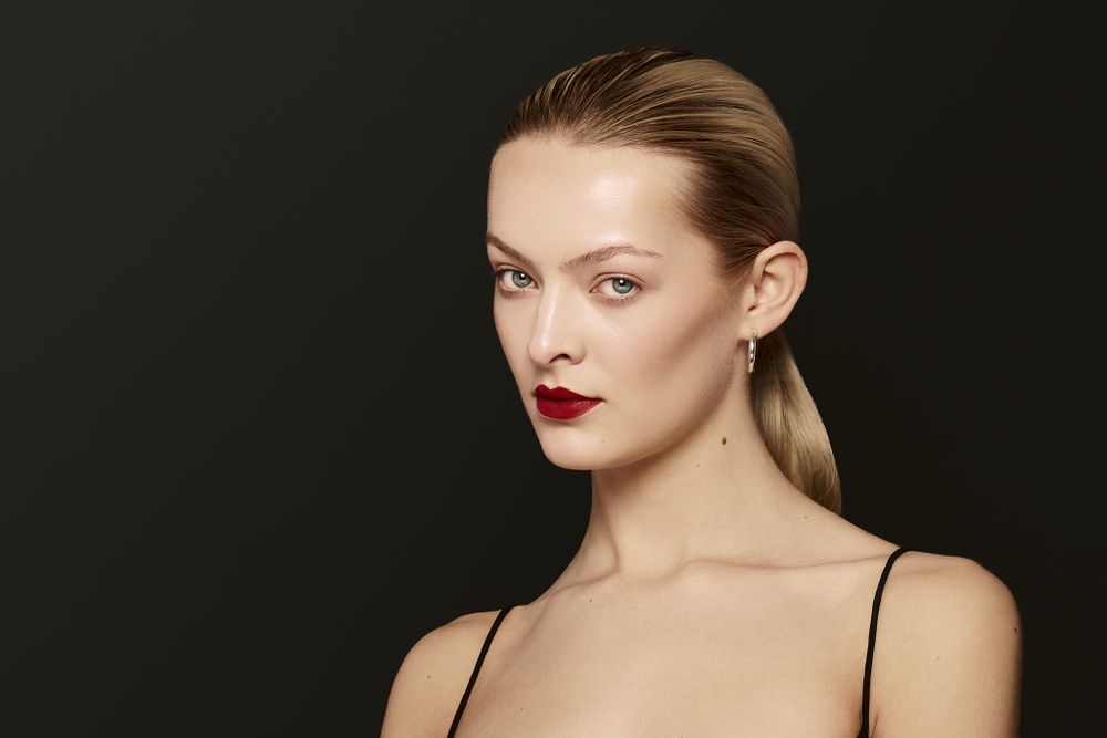 Red YSL Lipstick Beauty Photoshoot by Dominik Zky Photography