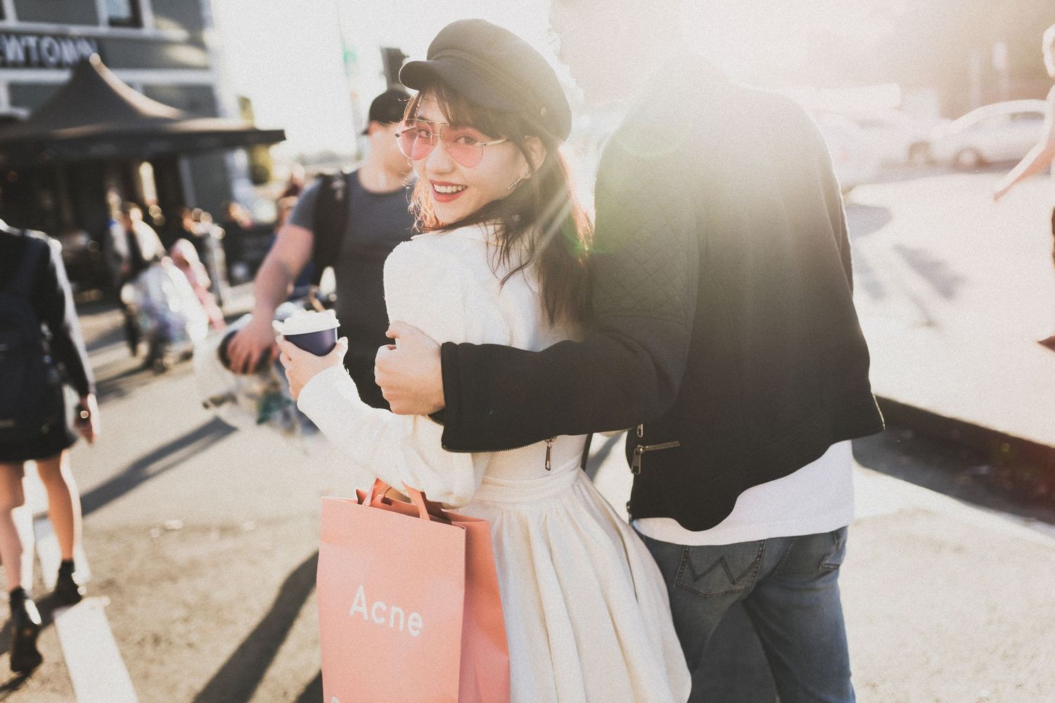 Engagement photos on Newtown street by Pepper Image