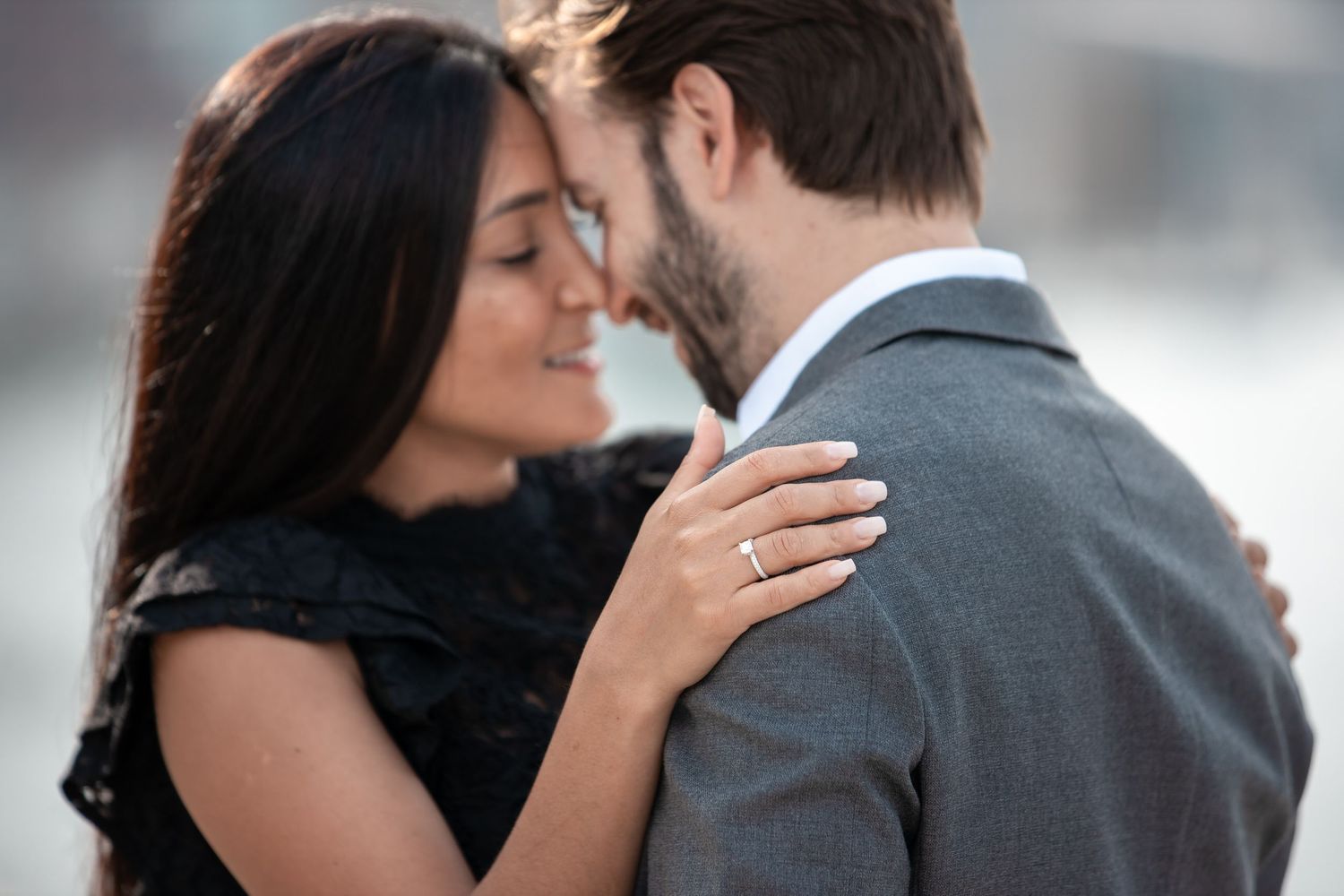 An intimate embrace captured during a romantic photoshoot session.