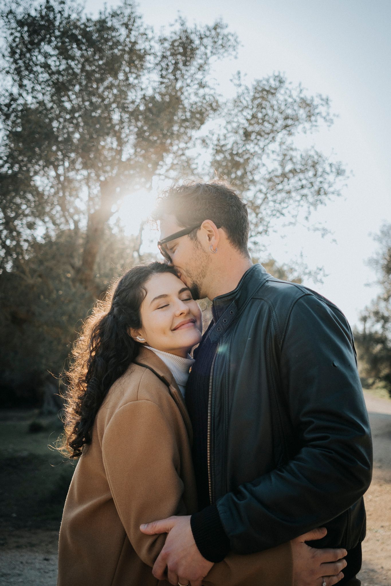 International couple holding each other