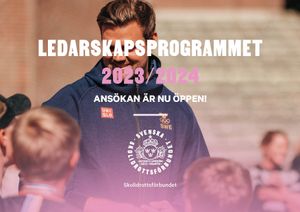 Leadership program advertisement showing students in educational setting.