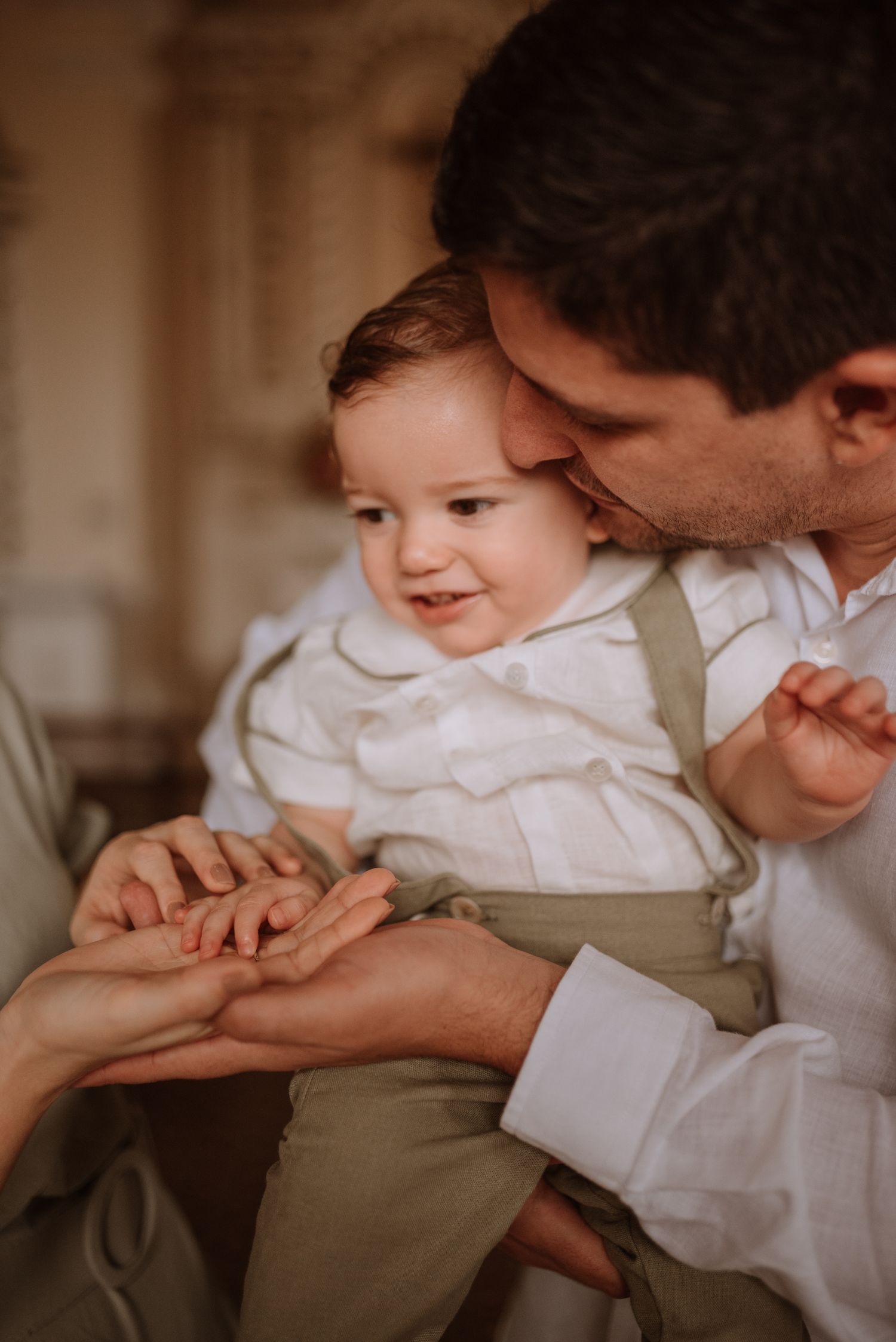 A close-up intimate portrait showing a moment of connection and joy.