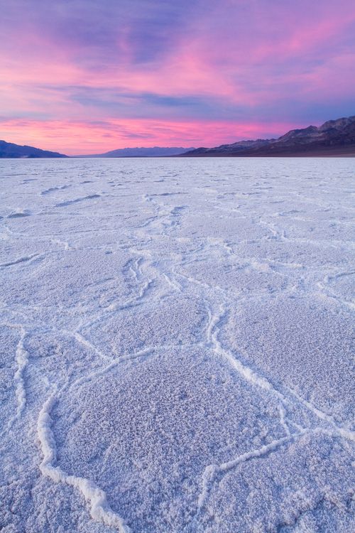 Salt Flats at Sunset, Vertical Image, Death Valley National Park, California