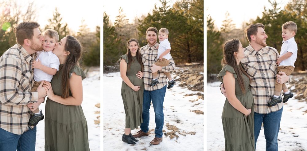 Winter Extended Family Session in field of evergreens by Bartlesville family photographer kristi bray Photography