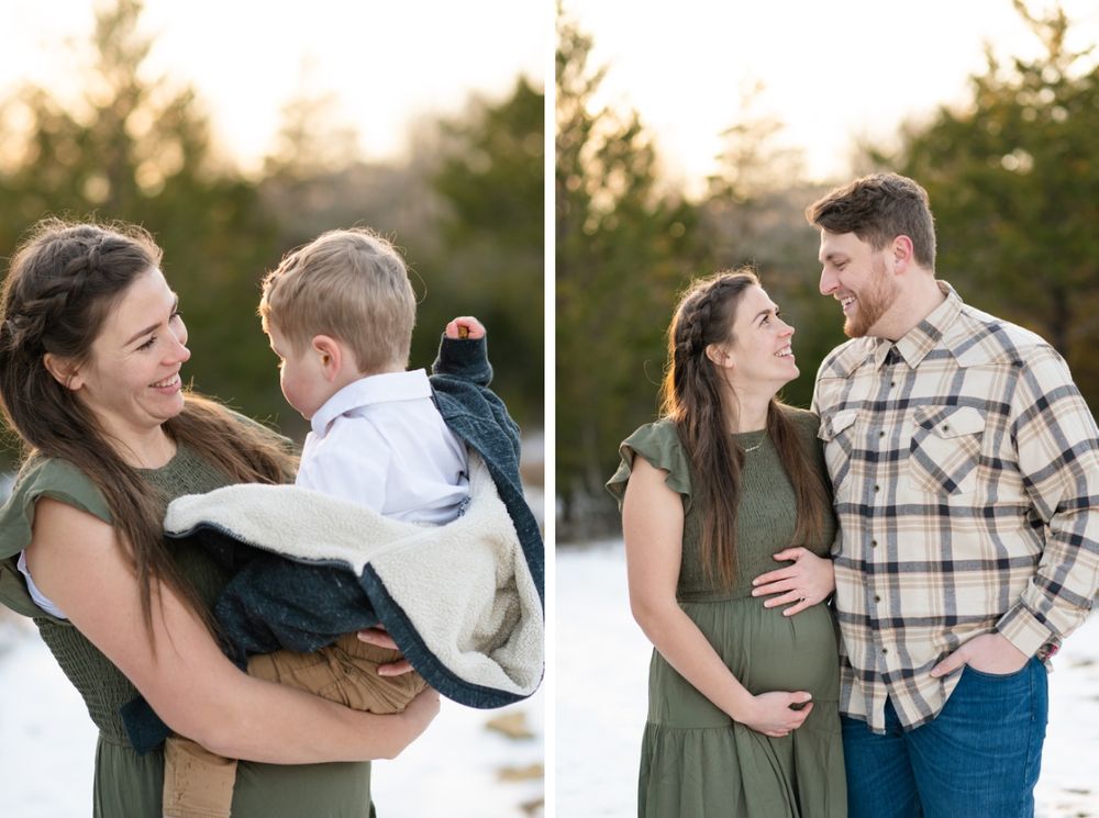 Winter Extended Family Session in field of evergreens by Bartlesville family photographer kristi bray Photography
