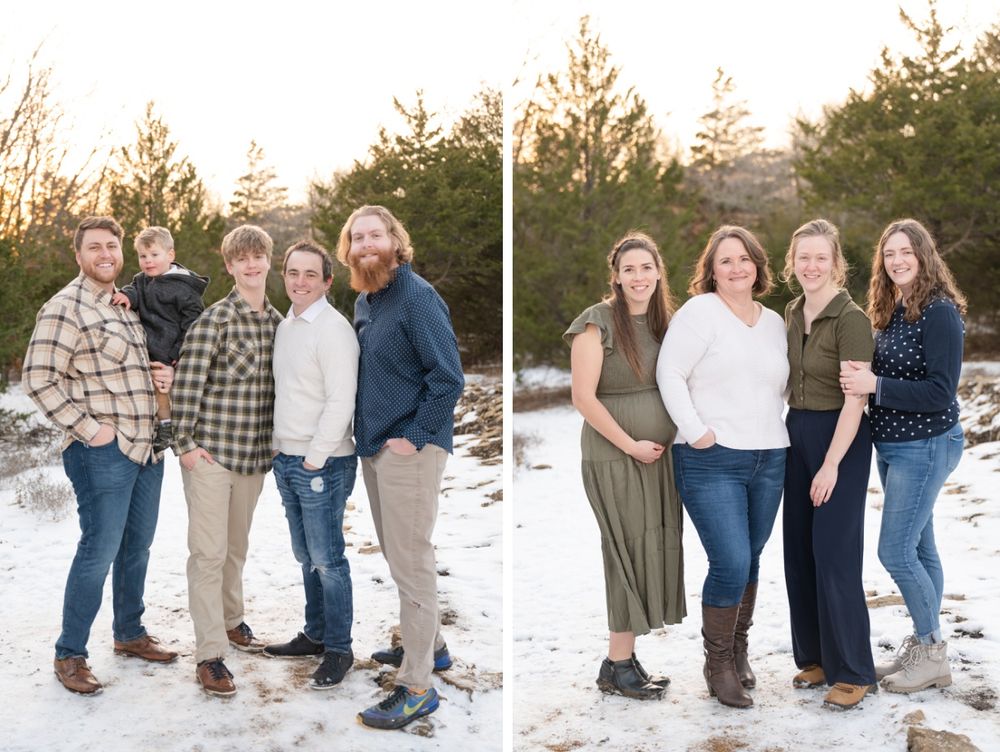 Winter Extended Family Session in field of evergreens by Bartlesville family photographer kristi bray Photography