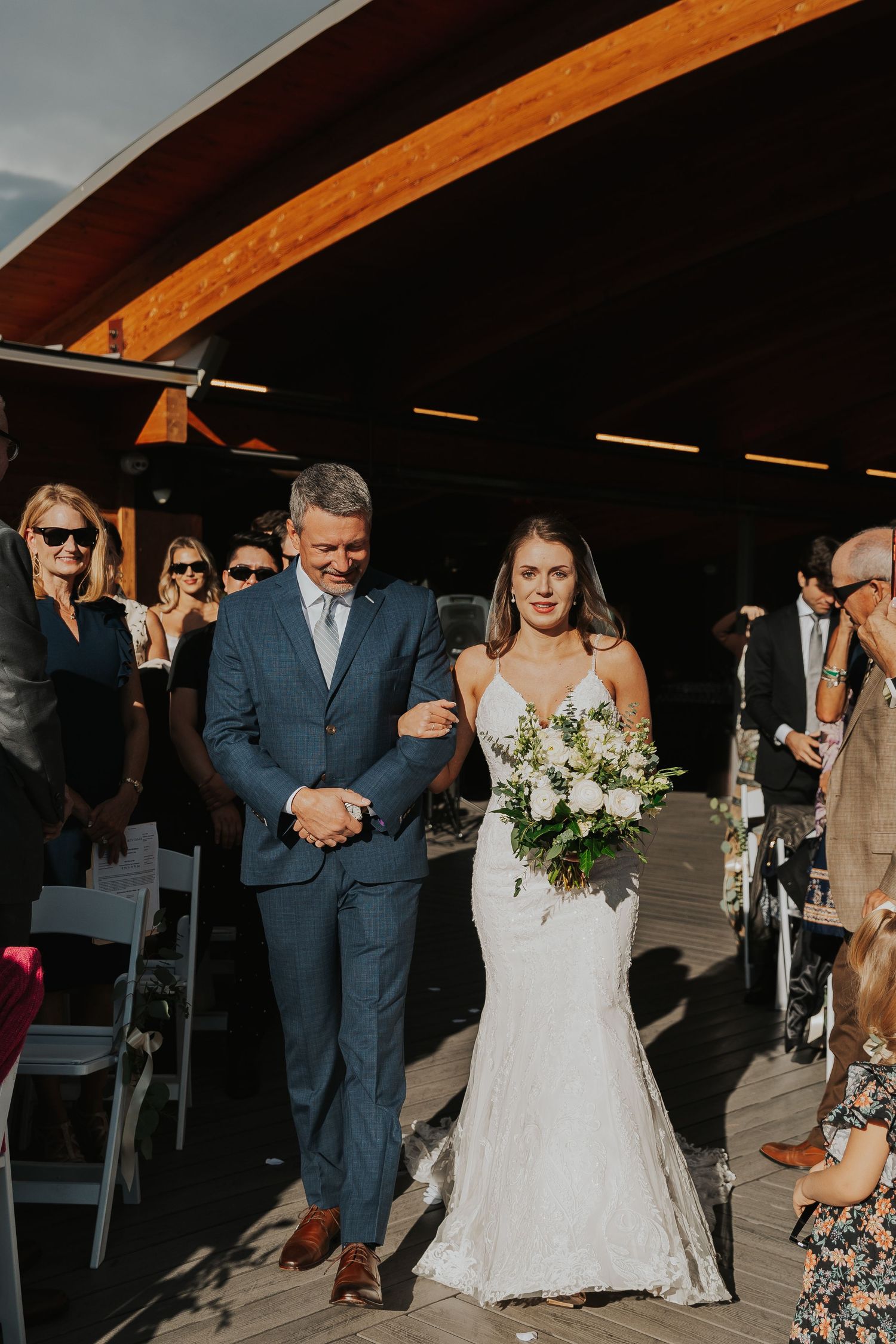 Bride and dad walking down the aisle
