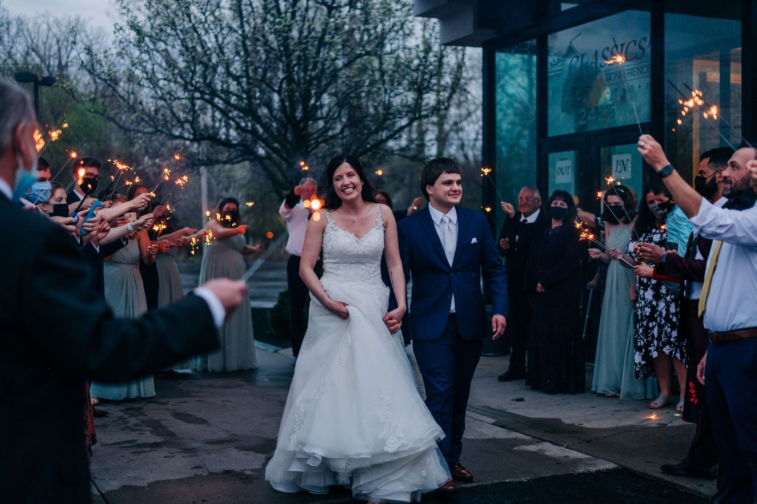 sparkler exit from wedding reception