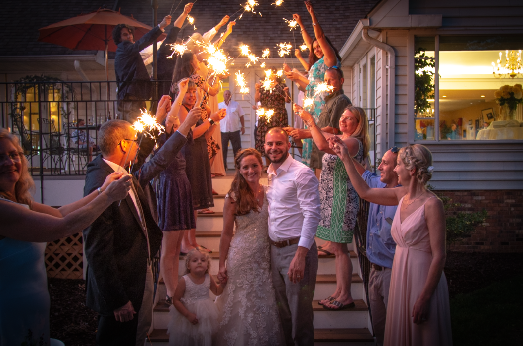 Wedding photograph of sparklers