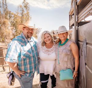 Candid group shots showing joyful interactions outside a rustic building.