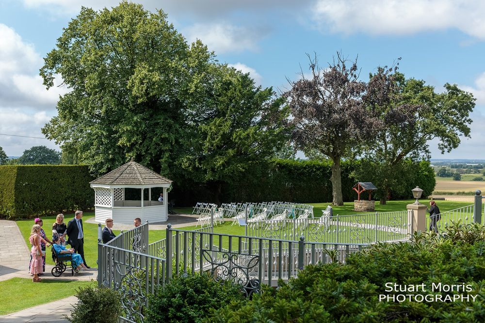 Wide shot of the gardens in west tower country house exclusive wedding venue. Lancashire wedding photographer