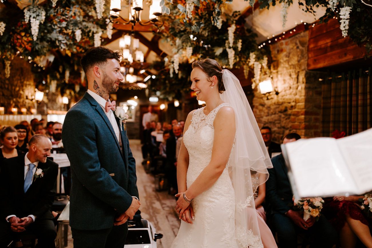 Wedding couple in ceremony room