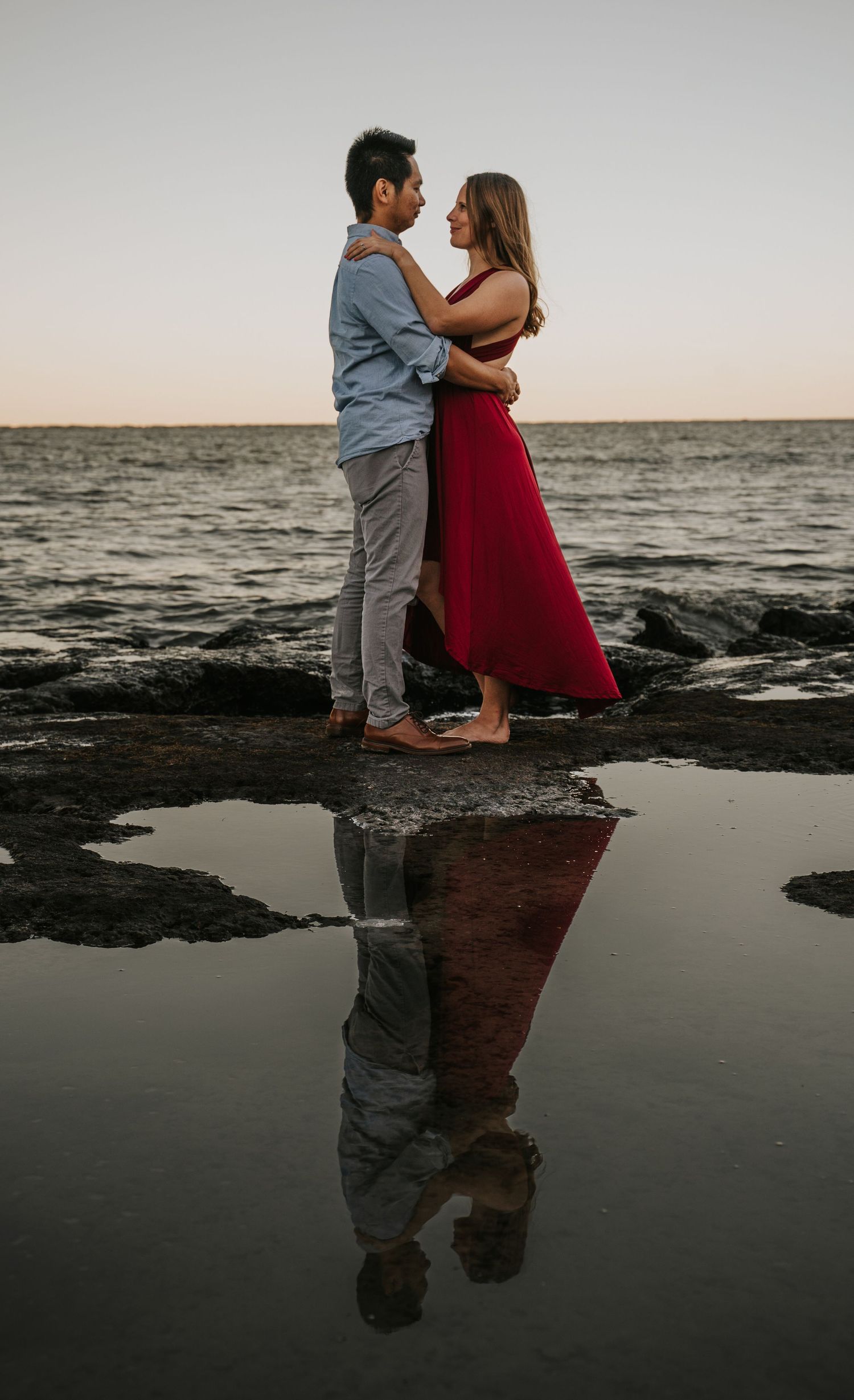 Engagaed couple session at Black Rock Beach Florida