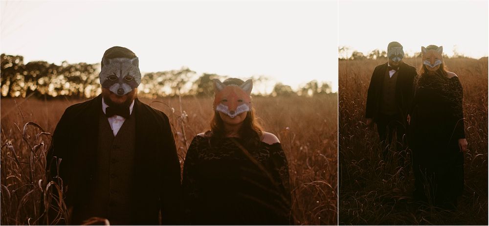 A couple embraces in a golden field at sunset creating a romantic silhouette against the warm sky.