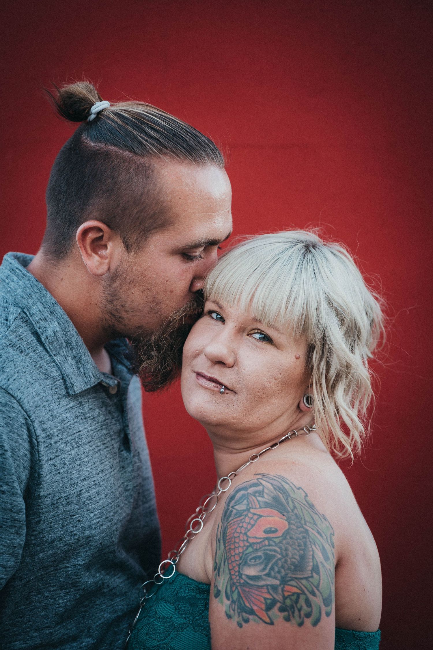 man and woman kissing