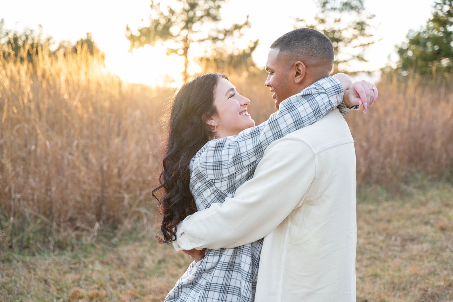 Engagement photo in field