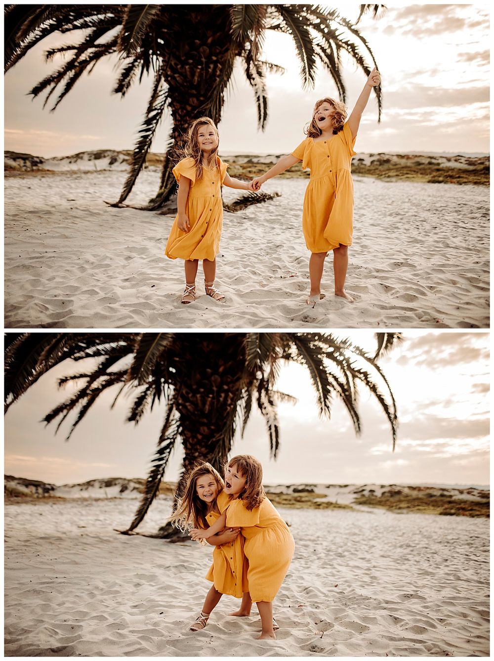 sisters giggle and play at Coronado mini session