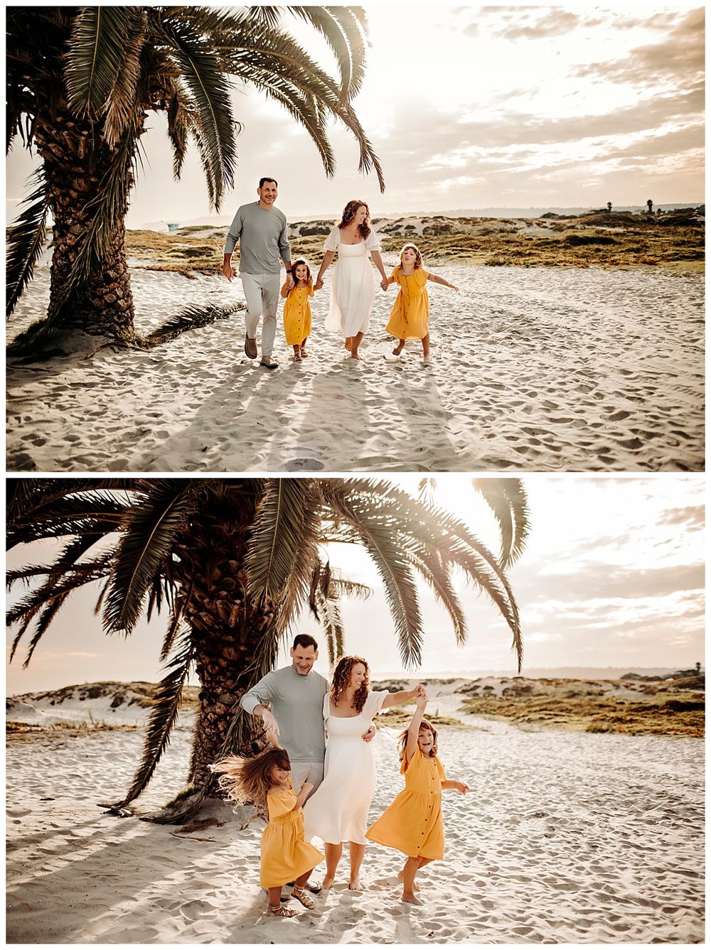 parents spin daughters around during Coronado mini session